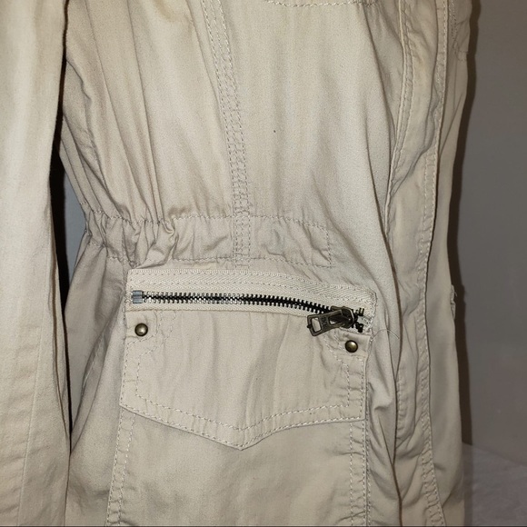 Express Casual Beige Tan Zip Up Utility Jacket - Picture 11 of 12
